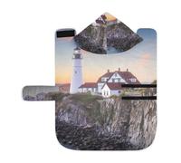 Soft Pet Towel Coat for Dogs Cats, Bath Robe Absorbent Bathrobewith Hood Adjustable Collar & Belly Strap, S Portland, Maine, USA at Portland Head Light in The Morning
