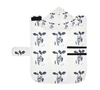 Soft Pet Towel Coat for Dogs Cats, Bath Robe Absorbent Bathrobewith Hood Adjustable Collar & Belly Strap, S Watercolor Cow Head Portrait Black and White Farm Animal Style