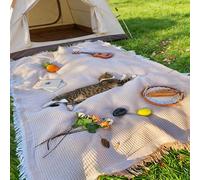 Soft Picnic Blanket Outdoor Law Grass Mat Park Car Travel Trip Beach Towel Outside Summer Vacation Stuff Accessories Road Trip Essential Camping Gear Ship Cruise Gear Must Haves Khaki