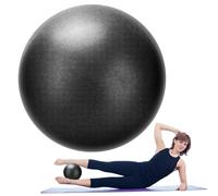 Soft Pilates Ball, 9 Inch Small Anti-Burst Yoga Ball for Core Strengthening Stability Training Balance Workout Home Exercise Pregnancy Stretching Rehab Fitness Physiotherapy Physical Training (Black)