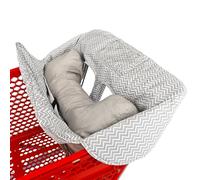 Soft Pillow Attached 2-in-1 Shopping Cart and High Chair Cover for Baby, Cotton Padded Cart Cover, Fold'n Roll Style, Portable with Carry Bag (Gray Chevron)