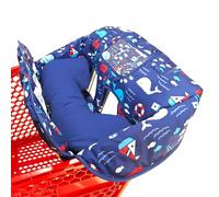Soft Pillow Attached 2-in-1 Shopping Cart and High Chair Cover for Baby, Cotton Padded Cart Cover, Fold'n Roll Style, Portable with Carry Bag (Navy Blue Whale)