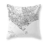 Soft Pillow Cover Singapore White Map Throw Pillows Covers Breathable Pillow Cases For Decor Couch Garden 45X45Cm