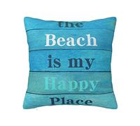 Soft Pillowcase The Beach is My Happy Place Starfish Cushion Cover Polyester Square Pillow Cover for Bed Sofa Garden Decor 45x45cm