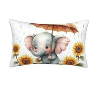Soft Pillowcases Pillow Shams Covers, Cute Little Elephant Under The Umbrella Breathable Smooth Pillow Case with Zipper, 1 Piece, 16x24 Inches