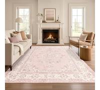 Soft Pink 9x12 Area Rugs : Oriental Washable Rug for Bedroom Living Room