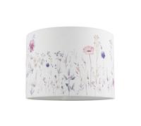 Soft Pink and Lilac Floral Circular Lamp Shade with White Cotton Fabric Inner Lining | 18cm x 25cm | Subtle Elegant Design by Happy Homewares