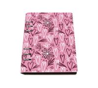 Soft Pink and White Hearts Notebook A5, Pu Leather Notebooks A5, Lined Paper Spiral Notebook 180Pages/90Sheets, Journal for Men, Exercise Books Lined for Note Taking, Study Essentials Journal Diary