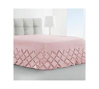 (Soft Pink, Double) Luxury Pin tuck Valance Sheet 100% Egyptian Cotton 200 Thread Count Extra Deep Fitted Single Double King Super King Bed Size