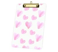 Soft Pink Heart Acrylic Clipboard with Gold Low Profile Clip Clipboard A4 Decor Classroom Essentials for Teachers Gift Clipboards for Teacher Nurses Woman Men Teens Birthdays Valentins Easter