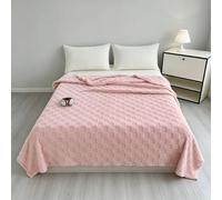 Soft Pink Plaid Blanket - Cozy Throw for Bed, Sofa, or Chair, Machine Washable, All-Season Use, 250-300gsm Polyester, Contemporary Style, Perfect for Living Room or Bedroom Decor, Cozy Bedding