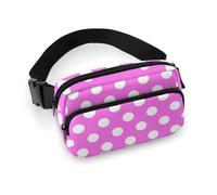 Soft Pink Polka Dot Print B Fanny Packs Crossbody Bags for Women, Fashion Waist Belt Bag Fanny Pack