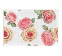 Soft Pink Rose Flowers Jigsaw Puzzles Adult 500 Pieces Flower Animal Print Fun Family Puzzle White Elephant Party Gifts, 20.5x14.9 Inch