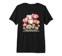 Soft Pink Tulips and Daisy Garden Art Premium T-Shirt