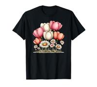 Soft Pink Tulips and Daisy Garden Art T-Shirt