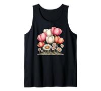 Soft Pink Tulips and Daisy Garden Art Tank Top