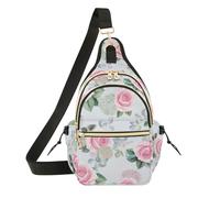 Soft Pink Watercolor Roses Chest Pouch Sling Bag for Girls
