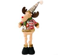Soft Plaid Santa for claus Doll Retractable Legs 55cm Max Height(Deer)