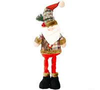 Soft Plaid Santa for claus Doll Retractable Legs 55cm Max Height(The Elderly Person)