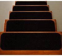 Soft Plain Carpet Stair Treads NON-SLIP MACHINE WASHABLE Mats/Rugs, 22x67cm, 11mm Thickness (Brown, 13)