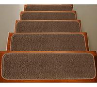 Soft Plain Carpet Stair Treads NON-SLIP MACHINE WASHABLE Mats/Rugs, 22x67cm, 11mm Thickness (Camel, 15)