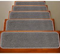 Soft Plain Carpet Stair Treads NON-SLIP MACHINE WASHABLE Mats/Rugs, 22x67cm, 11mm Thickness (Grey, 13)