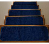 Soft Plain Carpet Stair Treads NON-SLIP MACHINE WASHABLE Mats/Rugs, 22x67cm, 11mm Thickness (navy, 13)