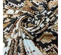 Soft Plain/Printed Cotton Jersey Stretch Knit T Shirt Baby Grow Craft Fabric Material 58'' - 150 cm Wide Sold As 1 Meter Pre - Cut Lengths (Golden Snake Skin), (LP101)
