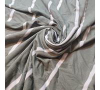 Soft Plain/Printed Cotton Jersey Stretch Knit T Shirt Baby Grow Craft Fabric Material 58" - 150 cm Wide Sold As 1 Meter Pre - Cut Lengths (Khaki Stripe)