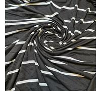 Soft Plain/Printed Cotton Jersey Stretch Knit T Shirt Baby Grow Craft Fabric Material 58'' - 150 cm Wide Sold As 1 Meter Pre - Cut Lengths (Black Pin Stripe) (LP101)