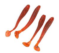 Soft Plastic Fishing Lures, 50 Pcs 5cm T Tail Red Grub Baits, Saltwater Freshwater Versatile Lures for Anglers Lake River Ocean Bass Panfish Fishing