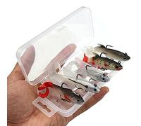 Soft Plastic Lures Set, 5 Pieces Fishing Lure Jig Head with T Tail 3D Eyes Imitation Fish Baits Swimbait for Trout Perch Pike Fishing, 8-9cm/ 9-14g