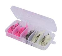 Soft Plastic Lures Shrimp Bait Set 60PCS Lifelike Fishing Tackle Accessory with Hook Connector for Bass Trout Salmon in Fresh or Salt Water Carbon Steel Material 4cm (No. 7 hook set)