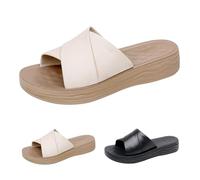 Soft Platform Slides Sandals Non Slippery,Summer Slides For Women,Faux Leather And Cross Band Slide,Fashion Casual Sliders,Comfortable Solid Colour Sliders,Summer Open Toe All-Day Wear Sandals