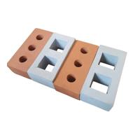 Soft Play Foam Bricks - 4pc Building Blocks Set for Kids - Includes 2 Red Foam Bricks & 2 Grey Foam Breeze Blocks - Safe Construction Toys for Toddlers & Children - Realistic Pretend Role Play