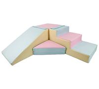 Soft play, slide, stairs, foam, indoor, outdoor, set, kids, baby (colour: pink, blue, yellow (pastel))