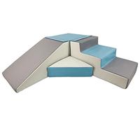 Soft play, slide, stairs, foam, indoor, outdoor, set, kids, baby (colour: white, baby blue, grey)