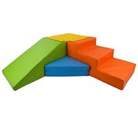 Soft play, slide, stairs, foam, indoor, outdoor, set, kids, baby (colour: yellow, green, blue, orange)