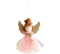 Soft Plush and Tulle Celestial Doll Ornament Pendant for Christmas Tree Hanging and Seasonal Home Decor Display (Pink Heart)