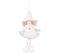 Soft Plush Angel Girl Hanging Ornament for Christmas Tree Decoration with Intricate Wing and Star Features to Elevate Holiday Decor (White)