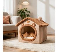 Soft Plush Enclosed Pet House, Cosy Indoor Cave Shelter for Small Dogs and Cats, Warm Rest Sleeping Pet Bed，Dog