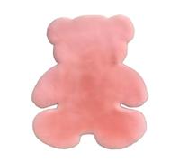 Soft Plush Faux Rabbit Fur Bear Rug, 70x90cm Non-Slip Shag Mat, Cute Pink Accent Carpet for Kids Room, Nursery, Bedroom Decor
