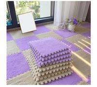 Soft Plush Foam Floor Tiles - Interlocking Carpet Puzzle Mats for Playroom and Home, Fluffy Gray & Pink Area Rug, 40 Pcs Non-Toxic, Easy to Clean, Safe for Kids (Purple+Apricot 40 pcs)