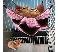 Soft Plush Hammock Bed for Hamsters, Small Pet Hanging Bed, Colorful Canvas Sleeping Bag for Sugar Glider Squirrel and Other (Pink)