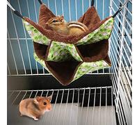 Soft Plush Hammock Bed for Hamsters, Small Pet Hanging Bed, Colorful Canvas Sleeping Bag for Sugar Glider Squirrel and Other (Green)