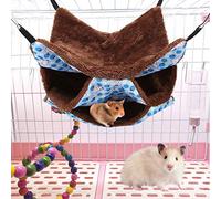 Soft Plush Hammock Bed for Hamsters, Small Pet Hanging Bed, Colorful Canvas Sleeping Bag for Sugar Glider Squirrel and Other (Blue)