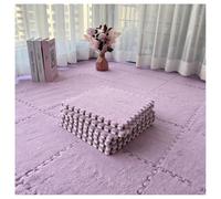 Soft Plush Interlocking Carpet Tiles - Washable Non-Slip Floor Mats for Nursery Kids Room & Home Office - Purple 8 Pcs - Ideal for Small Spaces