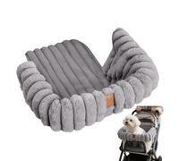 Soft Plush Puppy Stroller Mat, Magnetic Dog Stroller Cushion, Comfortable Padded Travel 60 x 40 cm Insert, Buckle Fixing Cozy Cat Bedding, Washable Removable Cover, Cold Weather Insulated Seat (Gray)