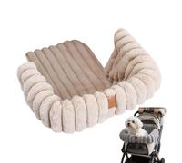 Soft Plush Puppy Stroller Mat, Magnetic Dog Stroller Cushion, Comfortable Padded Travel 60 x 40 cm Insert, Buckle Fixing Cozy Cat Bedding, Washable Removable Cover, Cold Weather Insulated Seat (Khaki)