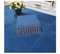 Soft Plush Puzzle Play Mats,Foam Interlocking Floor Mats,Plush Area Rug Fluffy Carpet Tiles,Foam Flooring For Bedroom/Play Room,10pcs,12x12inch(Color:Navy blue)